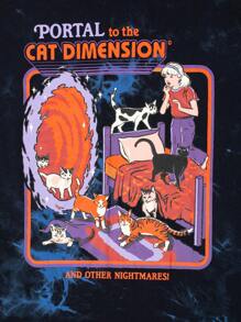 Stevenrhodes Camiseta con estampado de gato y figura de dibujos animados de tie dye - Multicolor - Ver 3