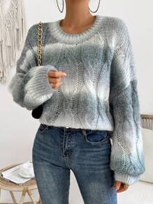 EMERY ROSE 女士渐变色圆领套头毛衣针织衫秋冬毛衣 - 彩色 - 查看 6