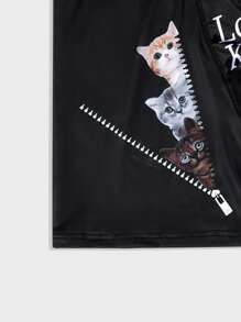 Men'S Letter And Cat Print Boxer Briefs - Multicolor - View 4