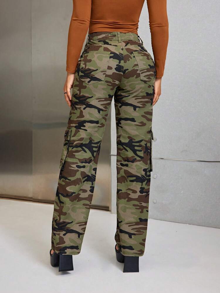 Women's Camouflage Printed Cargo Jeans