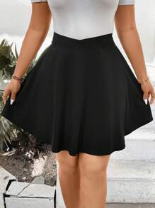 Calvaya 大尺寸純色裙子 - 黑色 - 查看 4