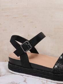 SHUZIA Women'S Black Versatile Wedge Platform Sandals - Black - View 4