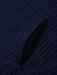 Manfinity Hypemode Nam Màu thuần Dây rút Hoodie Áo nỉ - Màu xanh hải quân - Xem 3
