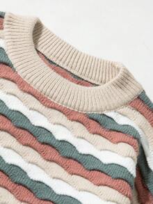 Men's Wave Pattern Sweater For Autumn/Winter - Apricot - View 3