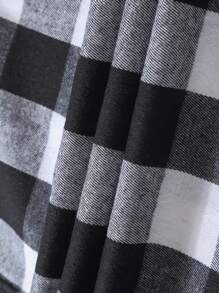 Áo sơ mi kẻ sọc flannel nam Áo sơ mi cài nút thường ngày Áo sơ mi dài tay dáng rộng - Đen và trắng - Xem 6