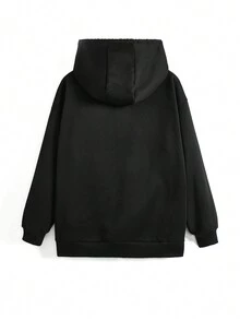 Nomouthh เสื้อสเวตเชิ้ตมีเชือกรูดพิมพ์ลายตัวอักษรไซส์ใหญ่พิเศษ - สีดำ - ดู 3