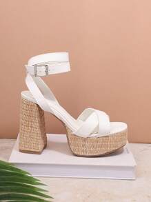SHUZIA Women'S Wedge Heel Platform Sandals - White - View 3