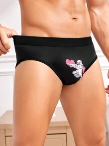 Men'S Angel Heart Printed Triangle Briefs
