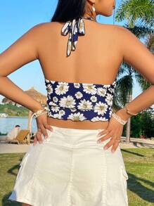 Soleia 女性度假用花卉印花綁頸上衣 - 彩色 - 查看 3