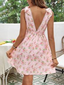 SHEIN VCAY 女士花卉印花收縮腰裙 - 彩色 - 查看 3