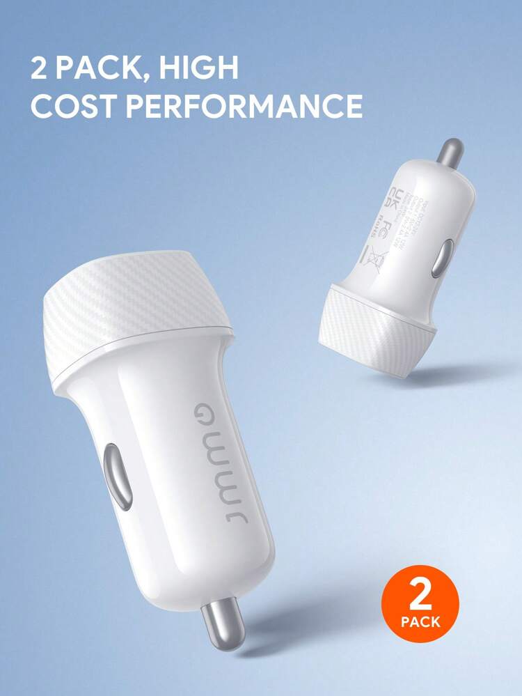 JMMO Cargador para automóvil, 2 piezas de 24W con puerto USB dual de carga rápida, cargador para automóvil USB de doble puerto de 5V/4.8A, ultra delgado y de carga rápida, decoración y accesorios para automóvil, regalos navideños, imprescindibles para campamento y vacaciones de otoño e invierno, accesorios de vacaciones, suministros de campamento