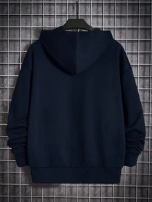 RueChic Herr Sweatshirt med luva Med Bokstavstryck - Marinblå - Visa 2