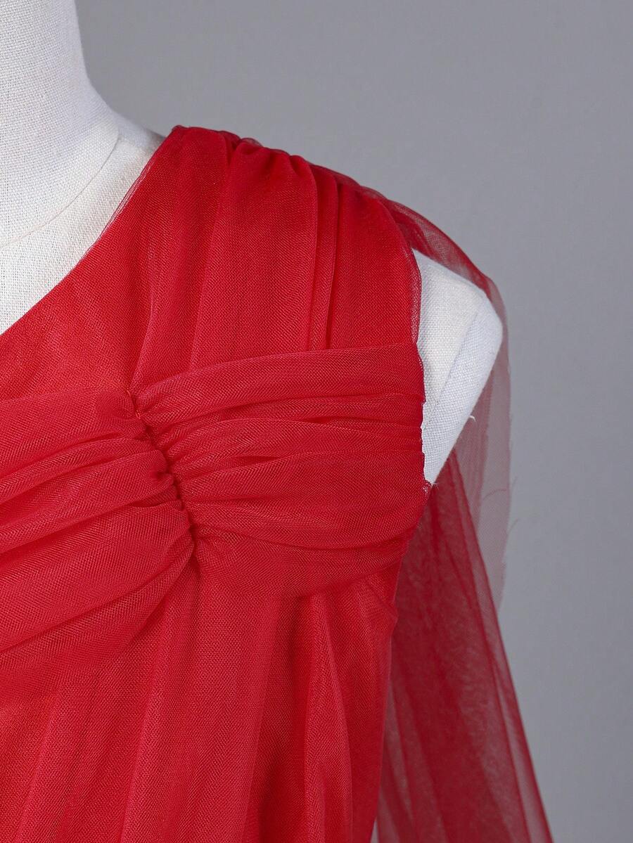 Tween Girls' Elegant Asymmetrical Shoulder HighWaisted Pearl Chain