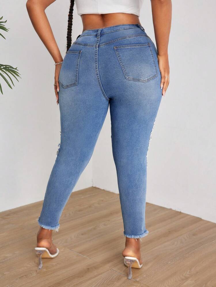 Plus Size Ladies' Distressed Jeans