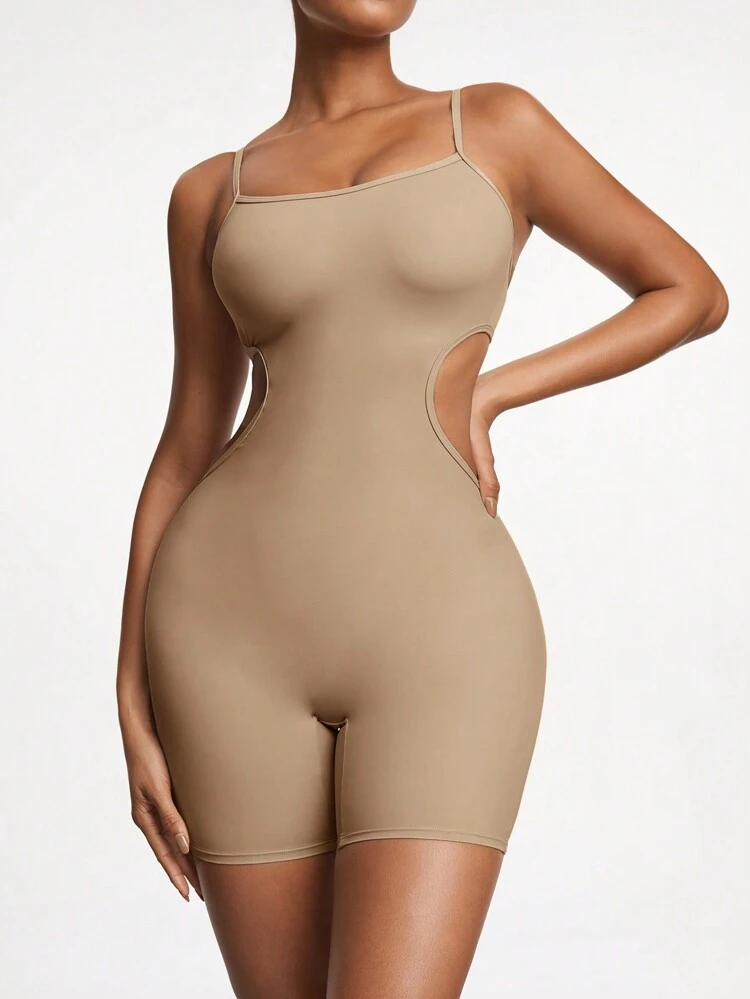 Women's Waist Hollow Out Cami Romper Shapewear