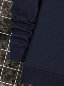 Nam Lá thư In Áo nỉ - Màu xanh hải quân - Xem 6