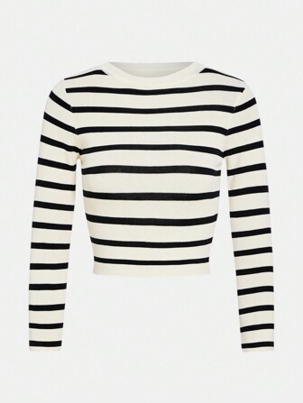Women's Casual Colorblock Striped Crew Neck Long Sleeve T-Shirt