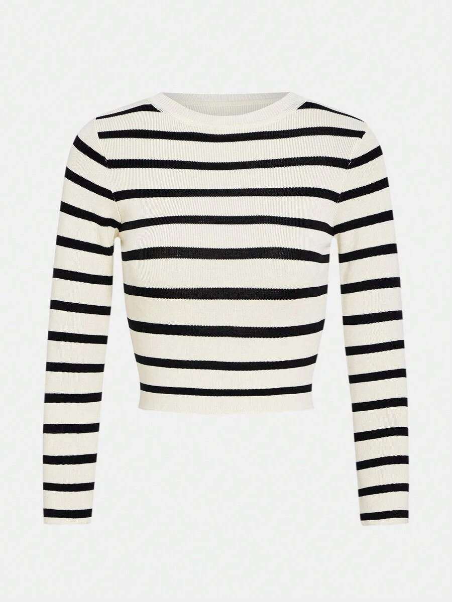 Women's Casual Colorblock Striped Crew Neck Long Sleeve T-Shirt Spring - Multicolor - View 1