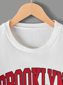 RueChic Teen Girl Letter Graphic Drop Shoulder Sweatshirt - White - View 3