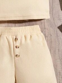 SHEIN 2 szt./zestaw Modny I Wygodna Mali chłopcy Codzienny Krótki Rękaw Koszulka  I Elastyczny pas Zestaw majtek - Wielokolorowe - Zobacz 3