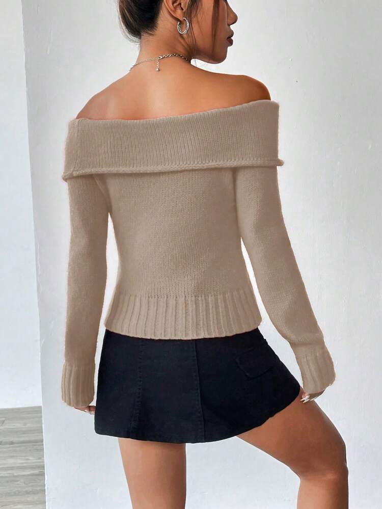Sexy Off Shoulder Women's Knit Pullover Fall Winter Sweater