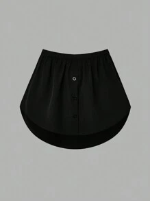 Chiquease Elastic Waist Button Decoration Skirt - Black and White - View 8