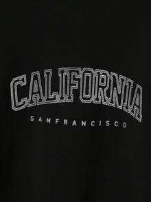 RueChic Men's Letter Printed Sweatshirt And Sweatpants Set - Black - View 3