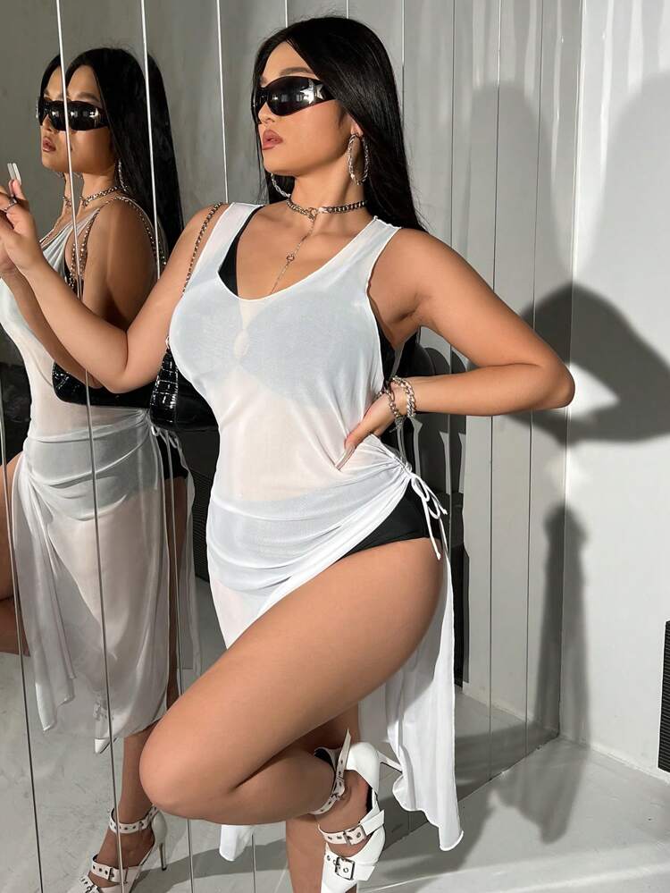 Plus Size Women'S Bikini Set With Circular Linkage, 3pcs Summer