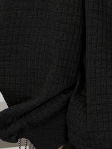 INAWLY 加大尺碼女款字母貼花圓領連帽衫 - 黑色 - 查看 3