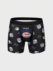 Men'S Football Helmet & Letter Print Boxer Briefs - Multicolor - View 1