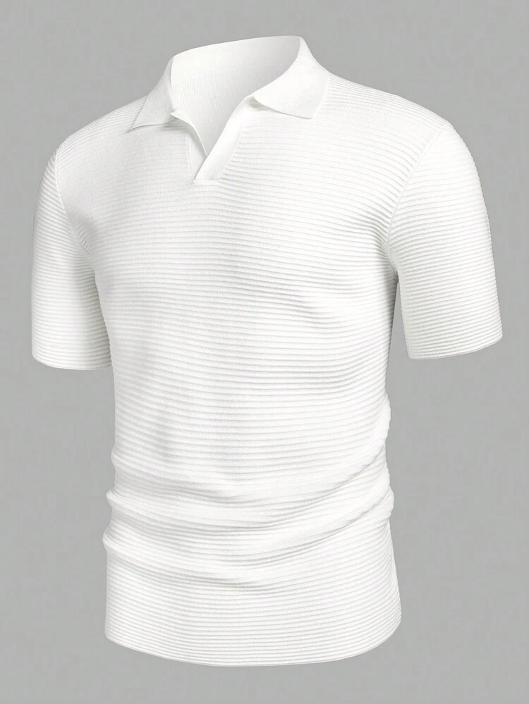 Men's Solid Color Short Sleeve Knitted Top