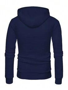 Manfinity Hypemode Nam Màu thuần Dây rút Hoodie Áo nỉ - Màu xanh hải quân - Xem 2