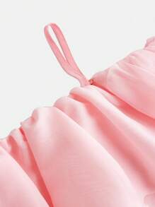 SHEIN Girlism Tween Girl'S Ruffle Trimmed Pleated T-Shirt - Pink - View 4
