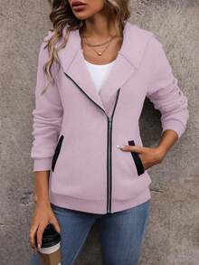 SHEIN LUNE 時尚女性休閒連帽衛衣 - 粉色 - 查看 5