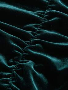 SHEIN MOD Women's Velvet Pleated Strapless Dress - Dark Green - View 4