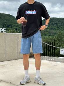 DAZY Men'S Solid Color Denim Shorts With Slant Pockets - Light Wash - View 5