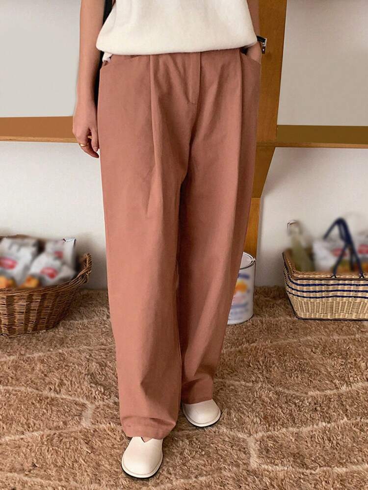 Women's Solid Color Slant Pocket Pants,Teacher Pants
