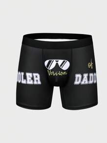Men'S Letter Printed Boxer Briefs - Black and White - View 1