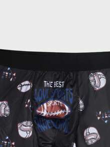 Men'S Football Helmet & Letter Print Boxer Briefs - Multicolor - View 4