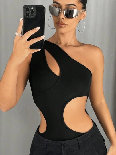 SHEIN ICON 純色中空連身衣