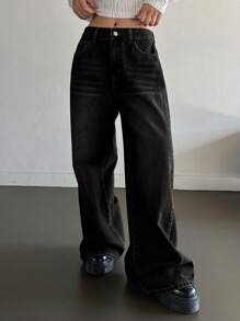 DAZY Women's Flared Jeans In Washed Denim,Back To School Clothes - Black - View 3