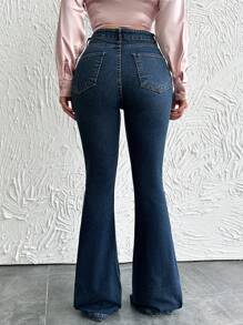 EURMUSE Women's Flared Jeans - Blue - View 2