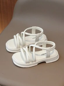 Fashionable Children'S Flat Sandals, White - Beige - View 2