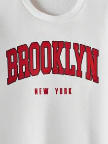 RueChic Teen Girl Letter Graphic Drop Shoulder Sweatshirt - White - View 5