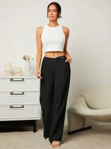 Firerie 女款寬鬆v腰喇叭褲