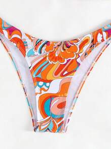 SHEIN Swim Conjunto de bikini de dos piezas con estampado aleatorio para mujeres, playa de verano - Multicolor - Ver 8