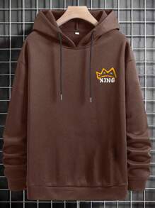 Manfinity EMRG Sudadera Con Capucha Y Diseño De Impresión En La Espalda Para Hombres - Café integral - Ver 2