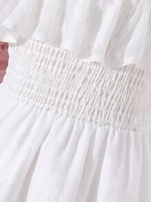 SHEIN Tween Girls' Solid Color Off Shoulder Ruffle Hem Dress