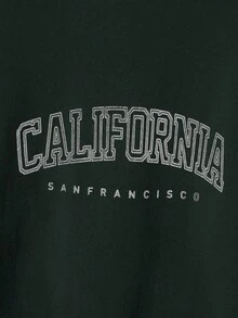 SHEIN Cottnline Men'S Letter Printed Round Neck Sweatshirt & Sweatpants Set - Army Green - View 3