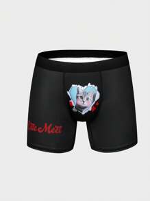 Men'S Cat And Letter Print Boxer Briefs - Multicolor - View 1